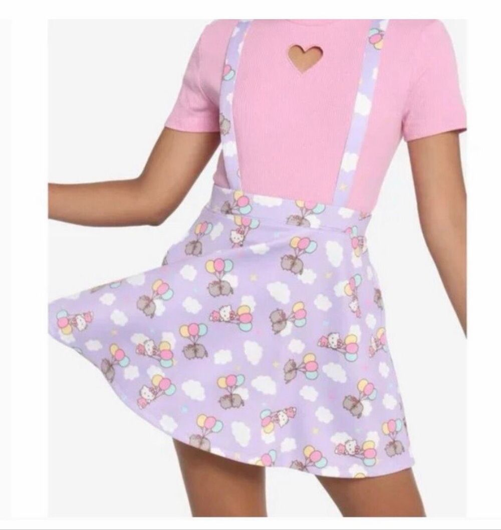 Hello Kitty Pusheen Purple skirt Small Suspenders
